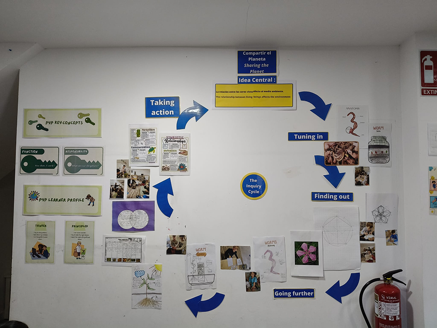 The inquiry cycle model on classroom wall.png